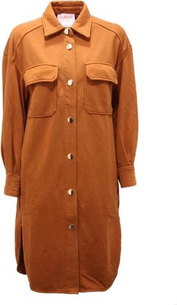 Sun 68 Sabbia Jurk Interno Garzato - Dames - Shirt Kleedjes - Bruin - S - Katoen - Kleedjes