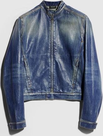 Gucci Cotton Denim Jacket With Coating, Size 48 IT, Blue