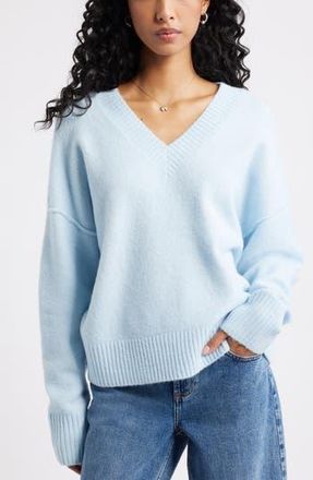 BP. Oversize Cozy V-Neck Sweater in Blue Skyride at Nordstrom Rack, Size X-Large
