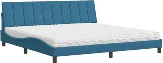 vidaXL Cama Con Colch&oacute;n Terciopelo Azul Oscuro 200x200 Cm Vidaxl