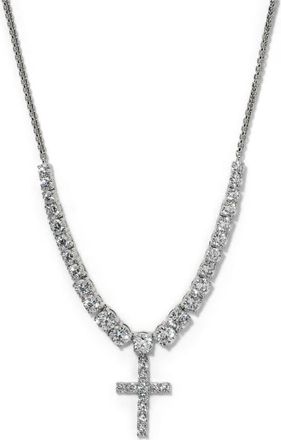 Nadri Astrid Cross Frontal Necklace in Rhodium at Nordstrom