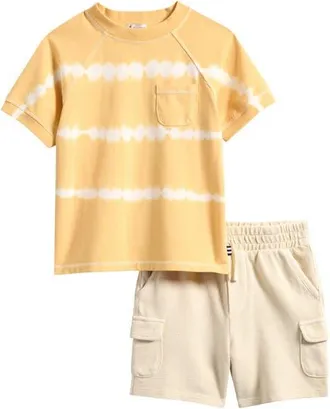 Splendid Kids Sunny Tie Dye T-Shirt & Cargo Shorts Set in Sunny Ylw T Dye at Nordstrom, Size 3T