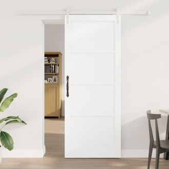 Berkfield Home Sliding Door with Hardware Set White 83x211 cm Solid Wood Pine