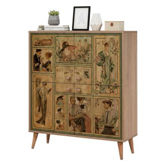 Dmora Credenza Agyemang, Aparador 3 Estantes, 4 Puertas, 4 Compartimentos, 95x36x111h Cm Roble Marr&oacute;n