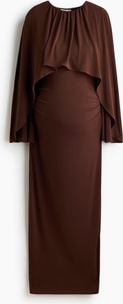 H&M MAMA Kleid mit drapiertem Cape-Detail - Dunkelbraun