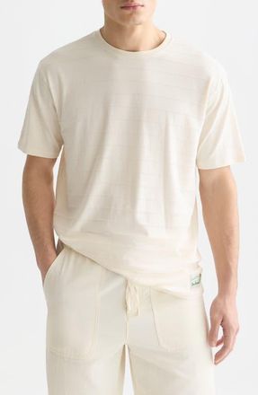 Scotch & Soda Structured Stripe Jacquard Stretch Cotton T-Shirt in Eggnog at Nordstrom, Size X-Large