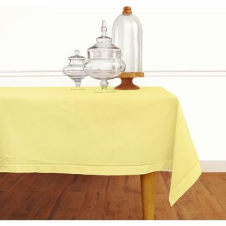 Solino Home Cotton Linen Hemstitch Tablecloth for Dining Table, Holiday and Everyday Table Decor in Yellow at Nordstrom, Size Xx-Small