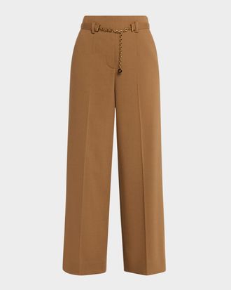 Veronica Beard McGrath Wide-Leg Pants with Chain Belt