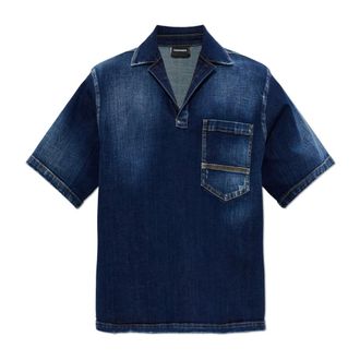 Dsquared2 Denim Shirts, male, Blue, Size: XL Denim Shirt with V-neckline