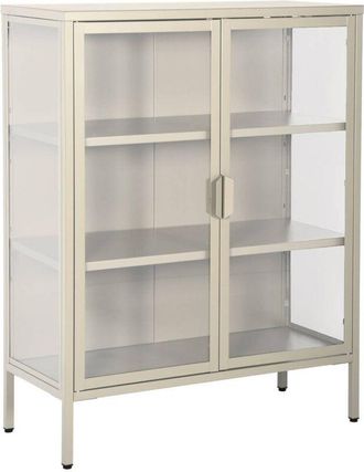 Sweeek Steel and Tempered Glass Display Cabinet 2 Doors, Arkansas, Beige, 80x35x102 cm