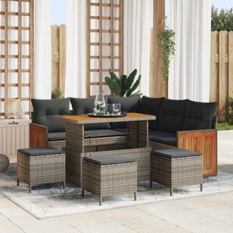 vidaXL Vidaxl - Conjunto De Sof&aacute; De Jard&iacute;n 9 Pcs Gris 110 X 55 X 71 Cm