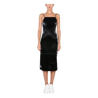 Alexander McQueen Alexander McQueen, Midi Dresses, female, Black, Size: S Linear Slip Dress