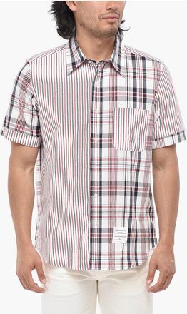 Thom Browne Madras Short-Sleeve Shirt with Button-Down Collar size L