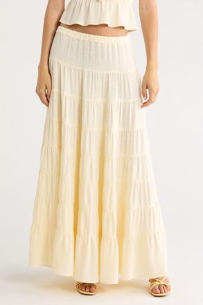 PacSun Carrie Tiered Maxi Skirt in Vanilla at Nordstrom, Size X-Large