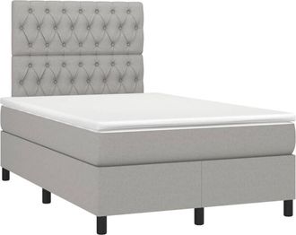 vidaXL Vidaxl - Cama Box Spring Con Colch&oacute;n Y Led Tela Gris Claro 120x190 Cm
