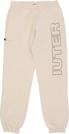 Iuter Fleece Tracksuit Trainingsbroeken Room - Heren - Sweatpants - Beige - L - Katoen - Broeken