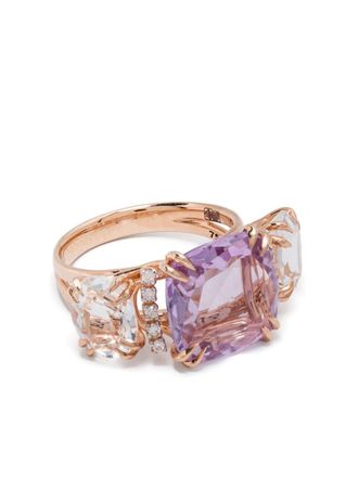 Brumani Anello in oro rosa 18kt con ametista e quarzo