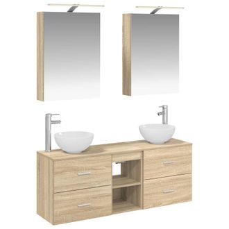 vidaXL Juego De Muebles De Ba&ntilde;o 5 Uds. Roble Sonoma Vidaxl