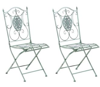 Clp Set de 2 sillas para exterior plegables en Metal Verde antiguo