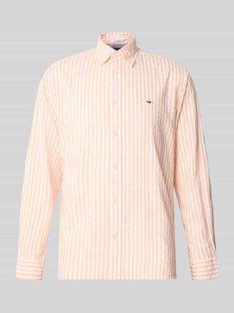 Tommy Jeans Relaxed Fit Freizeithemd aus Baumwoll-Modal-Mix in Orange, Gr&ouml;&szlig;e XXL