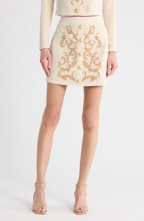 L'agence Minoru Jacquard Sweater Miniskirt in Bone/Cappuccino at Nordstrom Rack, Size X-Large