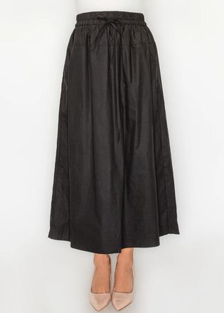 YAL New York Full A-Line Midi Skirt in Black