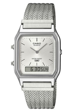 Casio Vintage Analog/Digital Bracelet Watch, 38.8mm &times; 29.8mm in Silver at Nordstrom