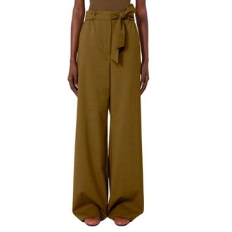 Max Mara Broeken, Dames, Groen, XS, Wol, Mxmeditto Wijde Broek