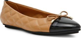 Anne Klein Luci Cap Toe Ballet Flat in Beige/Black at Nordstrom, Size 7.5