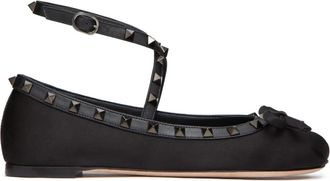 Valentino Garavani Ballerine Rockstud in raso - Nero