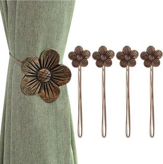 No Brand Juego De 4 Sujetadores Magn&eacute;ticos Retro Para Cortinas: Dise&ntilde;o De Flor De Albaricoque Japonesa - Lazos De Cortina De Resina Dura Con Magnetismo Fuerte 
