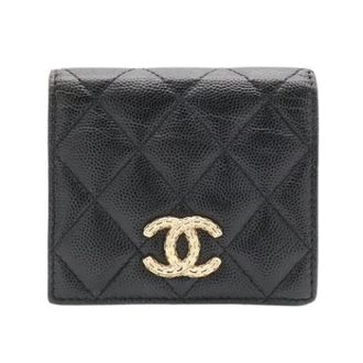 Chanel Pre-owned Portemonnee (bi-fold) - Dames - Pre-owned - Zwart - Maat: ONE Size Leer