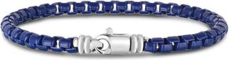Tresorra Sterling Silver Blue Enamel Box Link Bracelet
