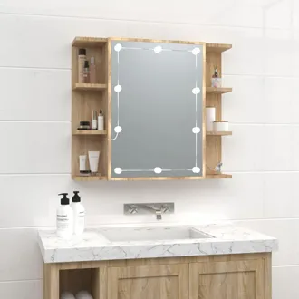 vidaXL Mobile A Specchio Con Led Rovere Sonoma 70x16,5x60 Cm - Vidaxl