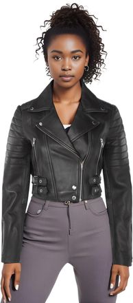 Infinity Leather Womens Apple Green Cropped Brando Leather Biker Jacket-Bellville