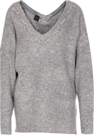 Pinko Wool Blend Sweater With Jewel Embroidery