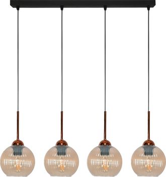 OEM L&aacute;mpara De Techo Colgante, Tipo Tira, Con Pantalla &Aacute;mbar, Para Colocar Sobre La Mesa De La Cocina, 4xe27 Vertical, 15-041