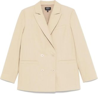 A.P.C. Double Breasted Lucy Blazer - Dames - Blazers - Beige - S - Katoen - Jassen