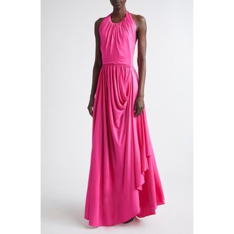 Givenchy Draped Jersey Halter Neck Gown in Fuchsia at Nordstrom, Size 10 Us