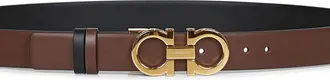 Ferragamo Womens Belt Gancini Reversible Cocoa Brown Leather Calf