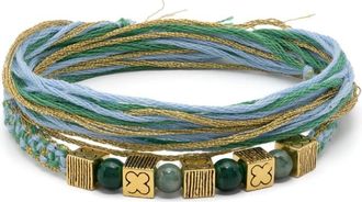 Aurélie Bidermann Honolulu braided bracelet - women - Jade/Malachite/Fabric/Gold Plated Brass - One Size