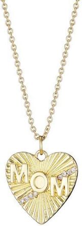 Adornia Cubic Zirconia Fluted Mom Heart Pendant Necklace in Gold at Nordstrom Rack