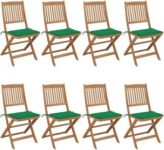 vidaXL Sillas De Jard&iacute;n Plegables 8 Pc Con Almohadillas Masivas