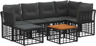 vidaXL Conjunto De Sof&aacute;s De Exterior 7 Uds. Negro Y Gris Oscuro Vidaxl