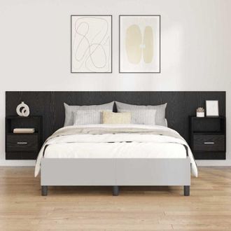 vidaXL vidaXL Testata con Comodino 3 pcs Rovere Nero Legno multistrato