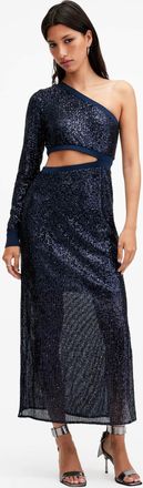 AllSaints Polyester Daisy Topaz Sequin Cut Out Maxi Dress, Size: L