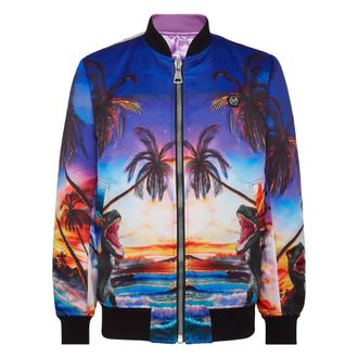 Philipp Plein Jassen, Heren, Veelkleurig, 2Xl, Katoen, Hawaii Bomber Jacket