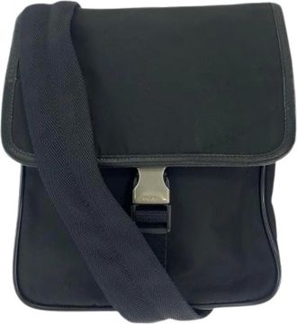 Prada Pre-owned Cross Body Bags, female, Black, Size: ONE SIZE Pre-owned Tessuto Nylon Shoulder Bag