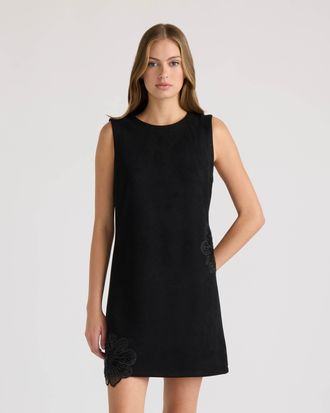 NVLT Womens Suede Sequined Dress