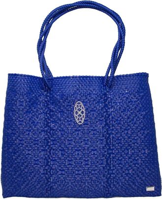 Lola's Bag Womens Handmade Tote With Clutch In Navy Blue